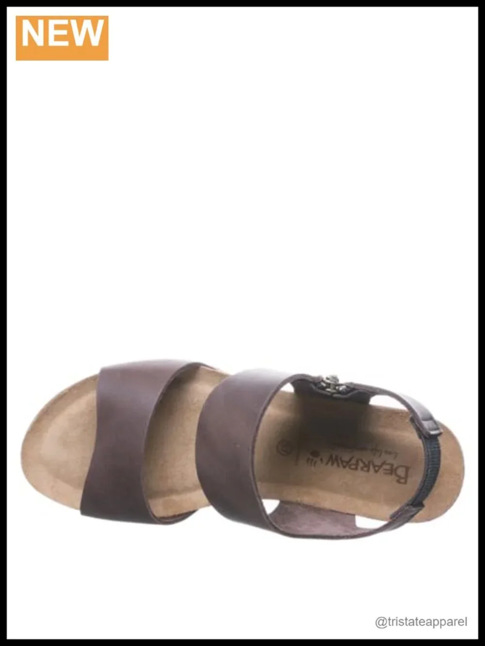 BEARPAW Dahlia Leather Sandal Wide Band Zip Slingback EVA Cork Comfort
